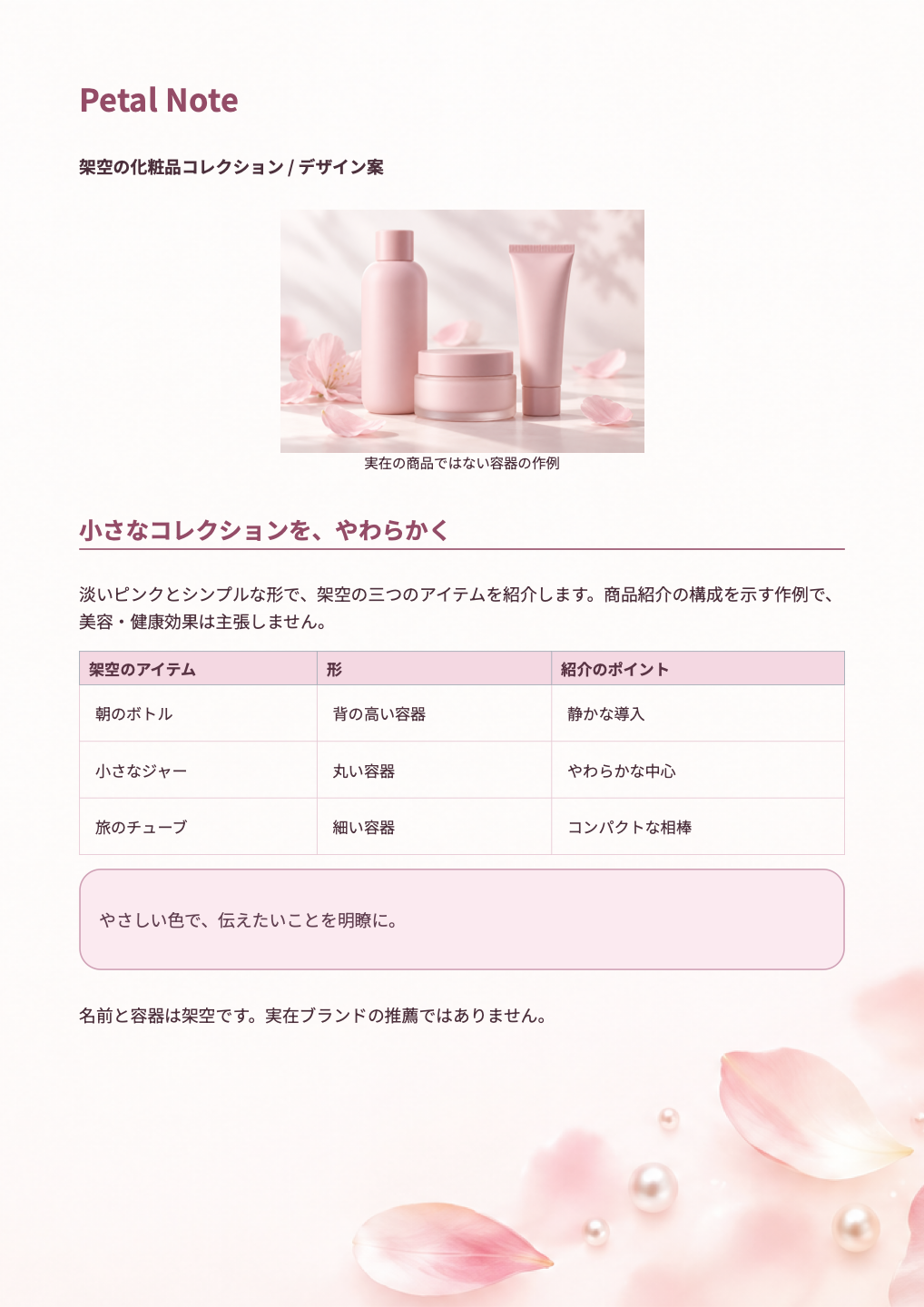化粧品紹介 — 実際に生成したA4文書