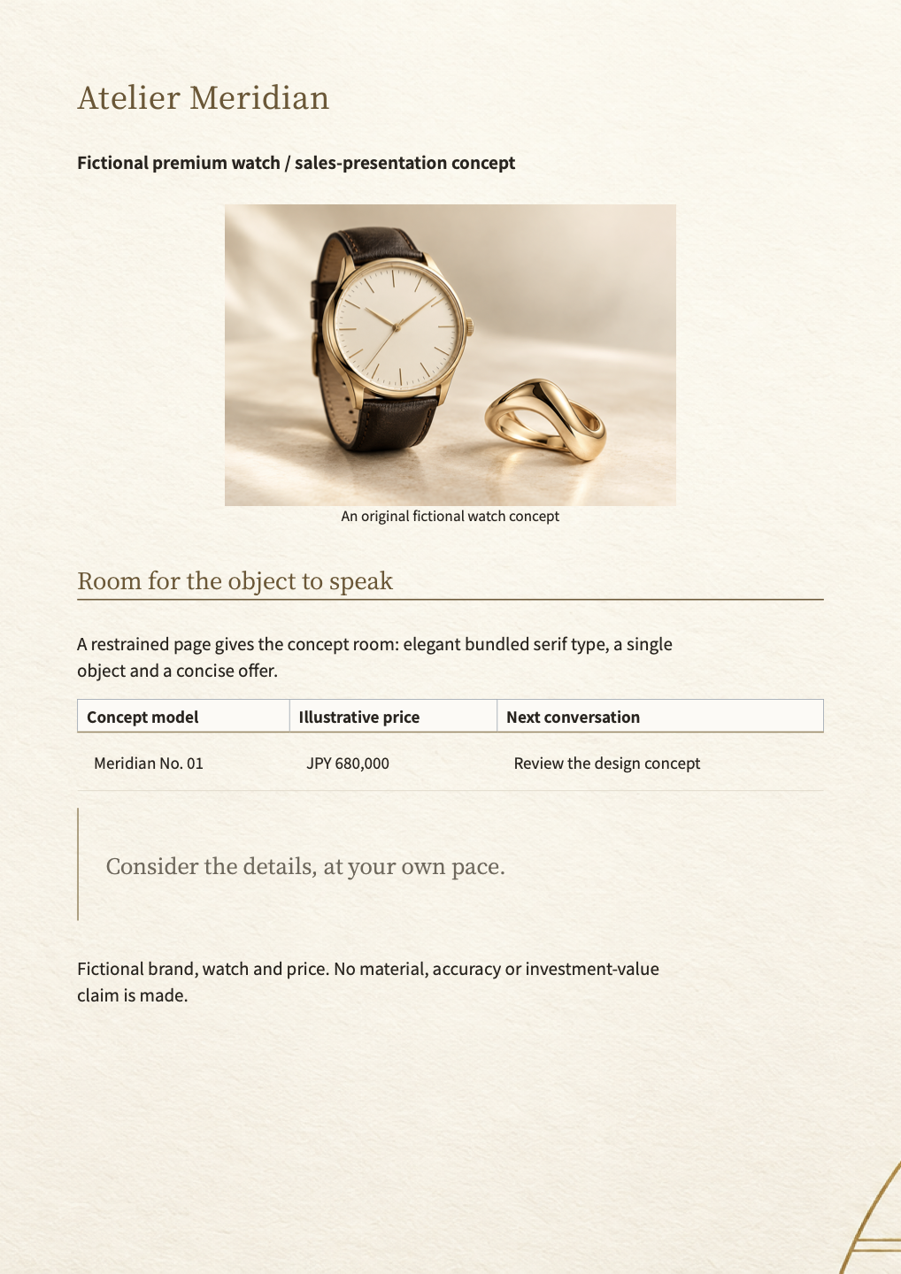 Luxury watch and jewelry — actual generated A4 document