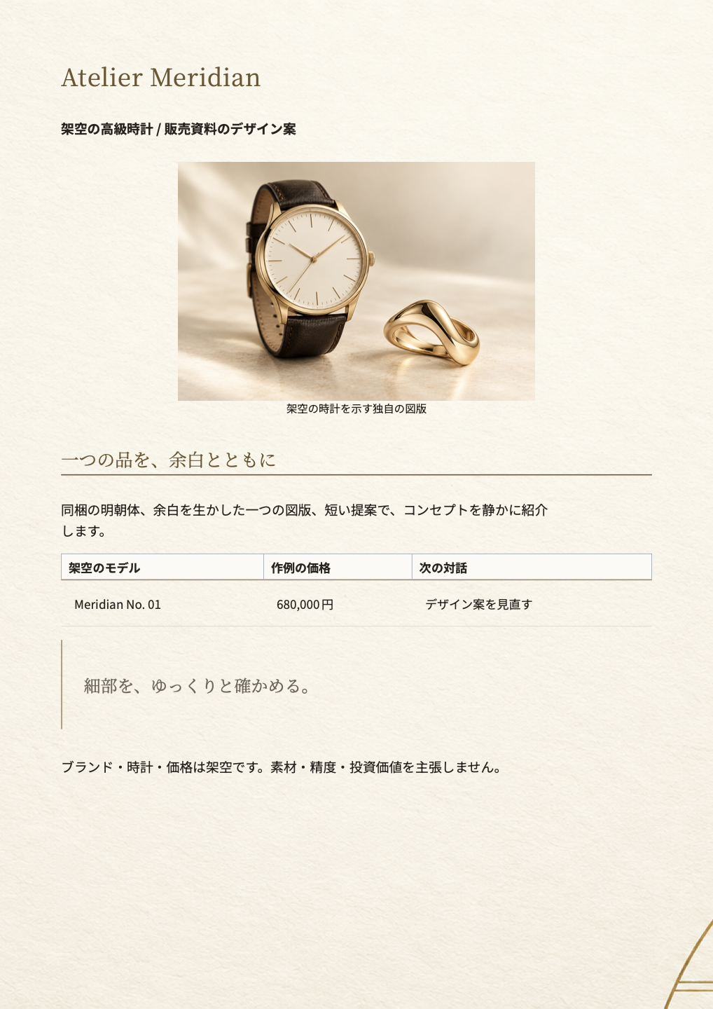 高級時計・宝飾 — 実際に生成したA4文書