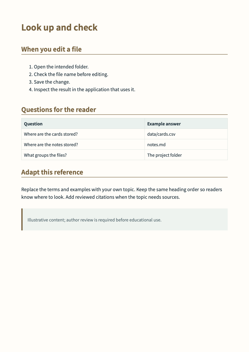 Short reference guide actual output 2/2