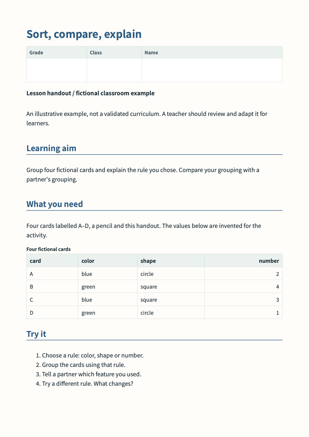 Lesson handout actual output 1/2