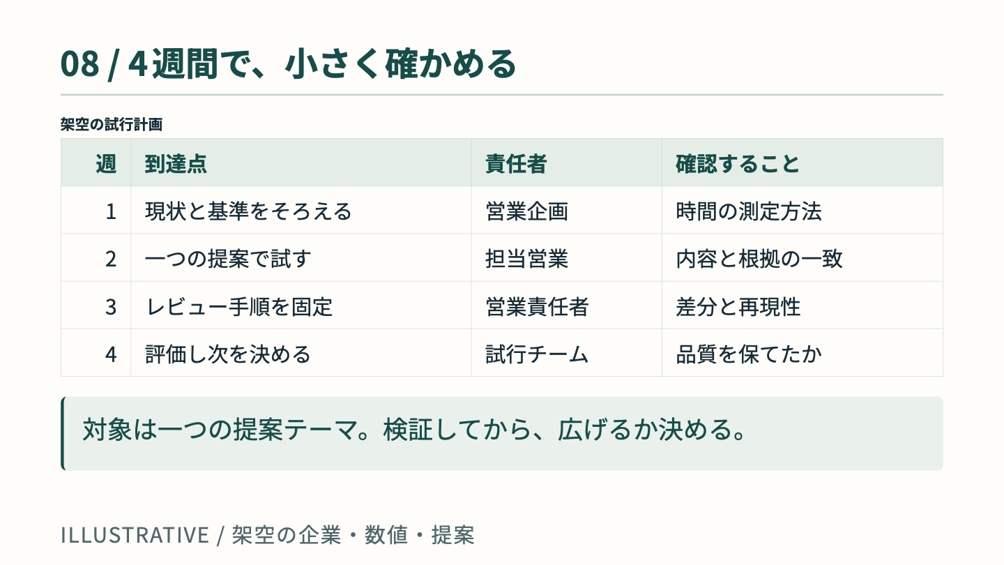 4週間の試行計画 実際の生成ページ